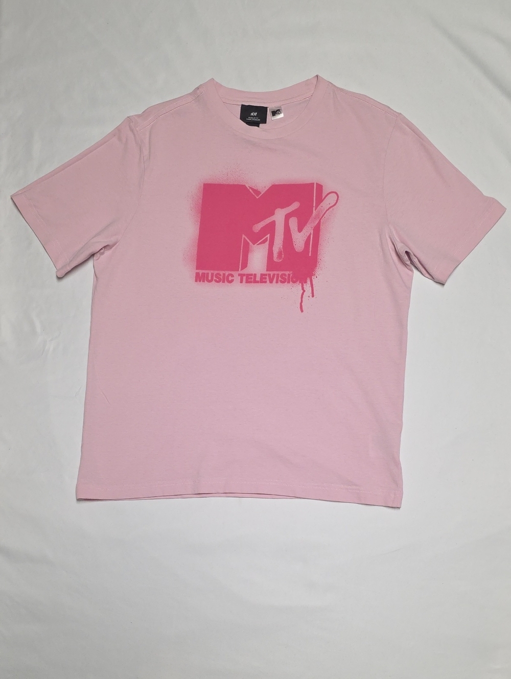 H&M Men's MTV Pink Logo Short Sleeve Tee